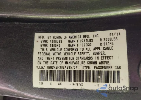 2014 Honda Accord Lx z USA, uszkodzony, nr VIN 1HGCR2F30EA295734